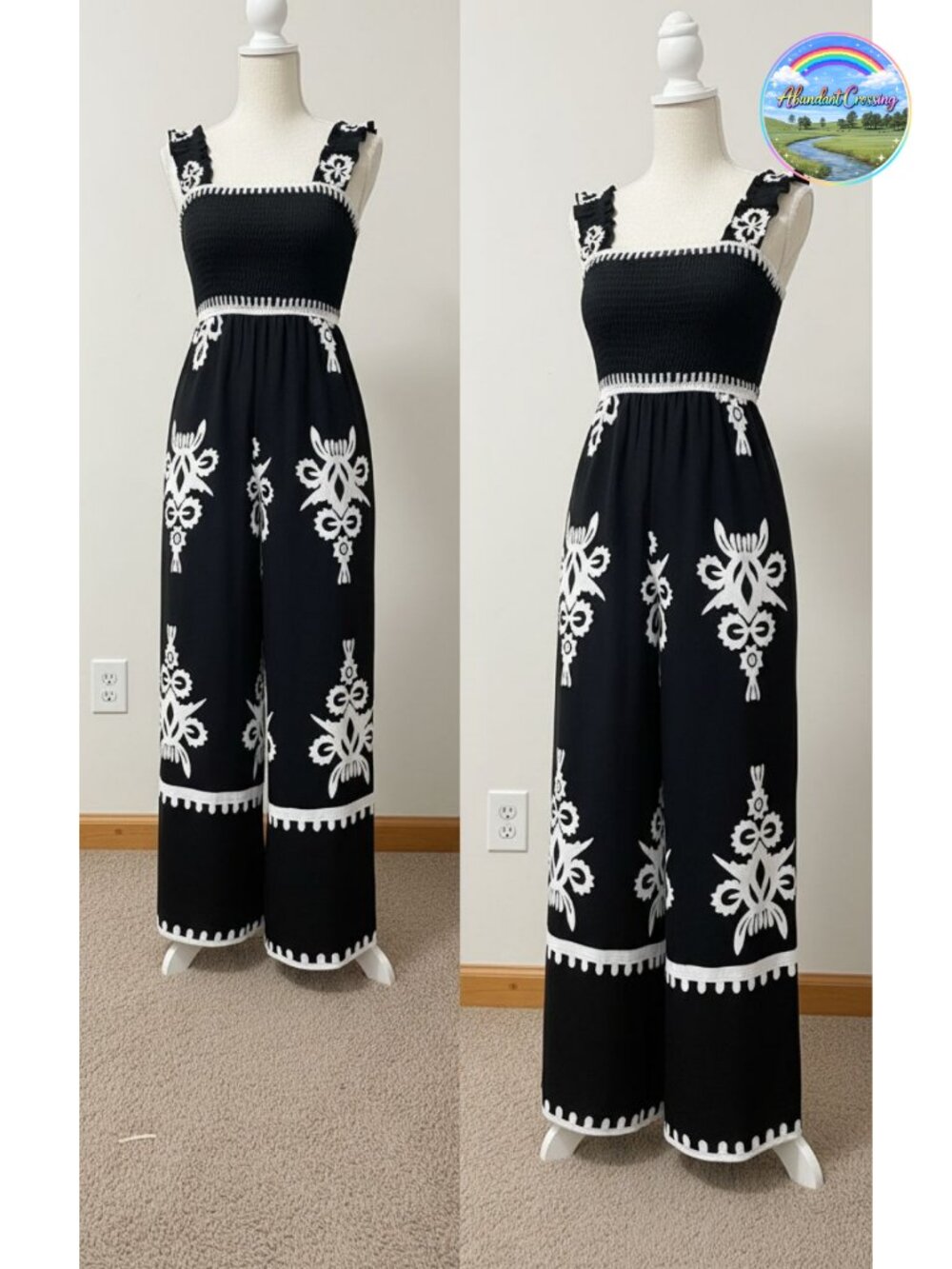 PRETTYGARDEN Women's Jumpsuit Sleeveless Smocked Wide Leg Summer One Piece